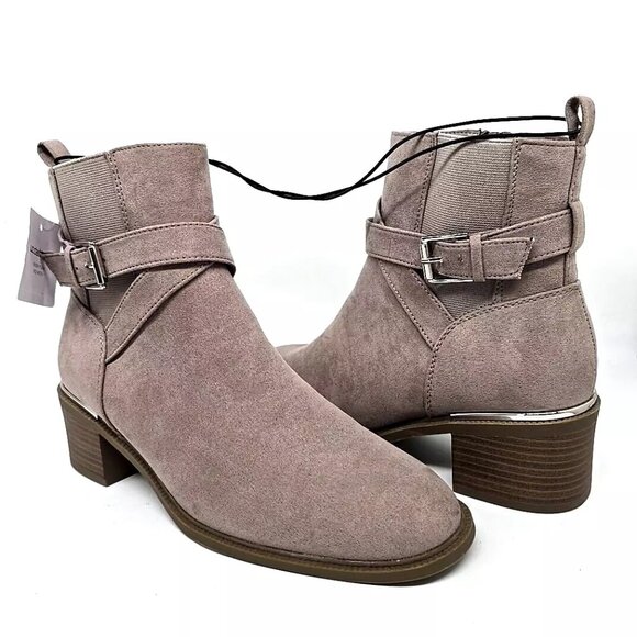 Liz Claiborne Emberly Koala Suede Taupe Boots Women's Size 8.5 Wide Width - Picture 2 of 12
